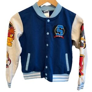 Sonic The Hedgehog Varsity Jacket Youth Blue And White Letterman SEGA
